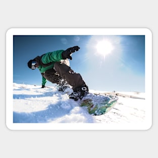 Snowboard freerider in the mountains Sticker